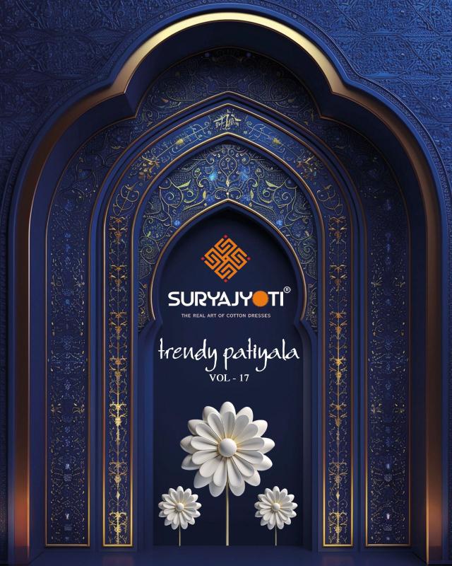 Suryajyoti trendy patiyala vol-17 dress wholesale material